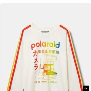 Torrid Polaroid Long Sleeve Sweater- White with Multicolor Design